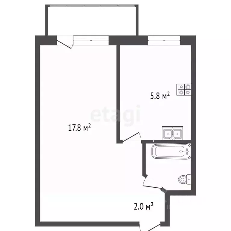 1-к кв. Севастополь ул. Киевская, 18 (29.6 м) - Фото 2