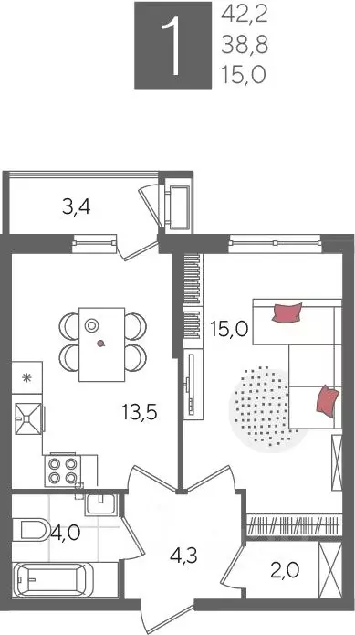 1-к кв. Краснодарский край, Краснодар Новороссийская ул., 102/8к5 ... - Фото 1