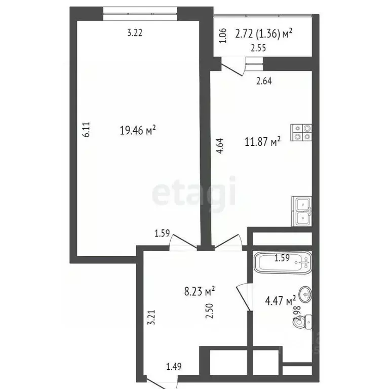 1-к кв. Самарская область, Самара ул. Маяковского, 44 (44.0 м) - Фото 2