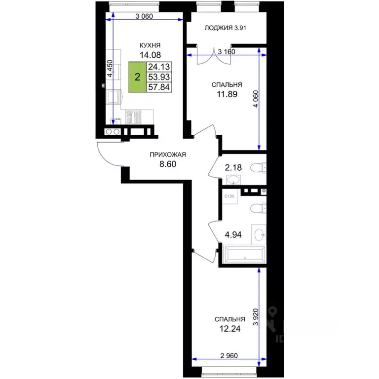 2-к кв. Калининградская область, Гурьевск Включи жилой комплекс (57.84 ... - Фото 1