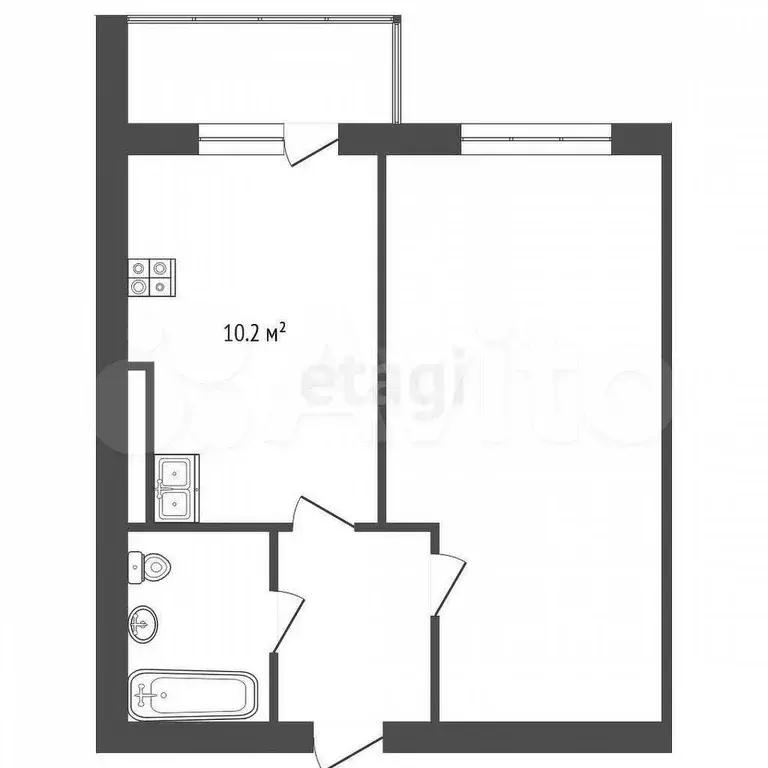 1-к. квартира, 32,9 м, 1/5 эт. - Фото 0