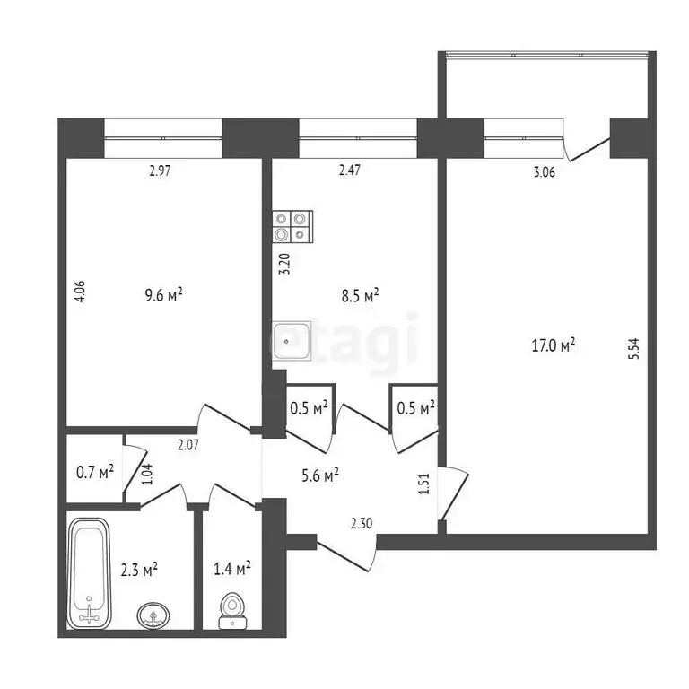 2-комнатная квартира: Якутск, улица Дзержинского, 12/3 (46.1 м) - Фото 0