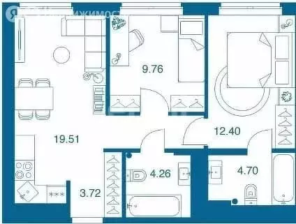 2-комнатная квартира: Тула, Рязанская улица, 25 (54.3 м) - Фото 1