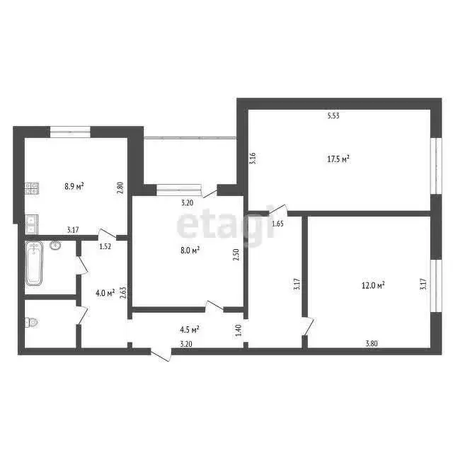 3-комнатная квартира: село Веселая Лопань, Заводская улица, 7 (64.9 м) - Фото 1
