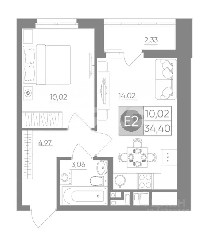 1-к кв. Тульская область, Тула ул. Купцов Гречихиных, 10 (31.9 м) - Фото 2