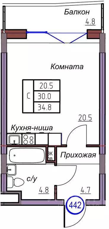 Студия Калининградская область, Светлогорск  (41.8 м) - Фото 1