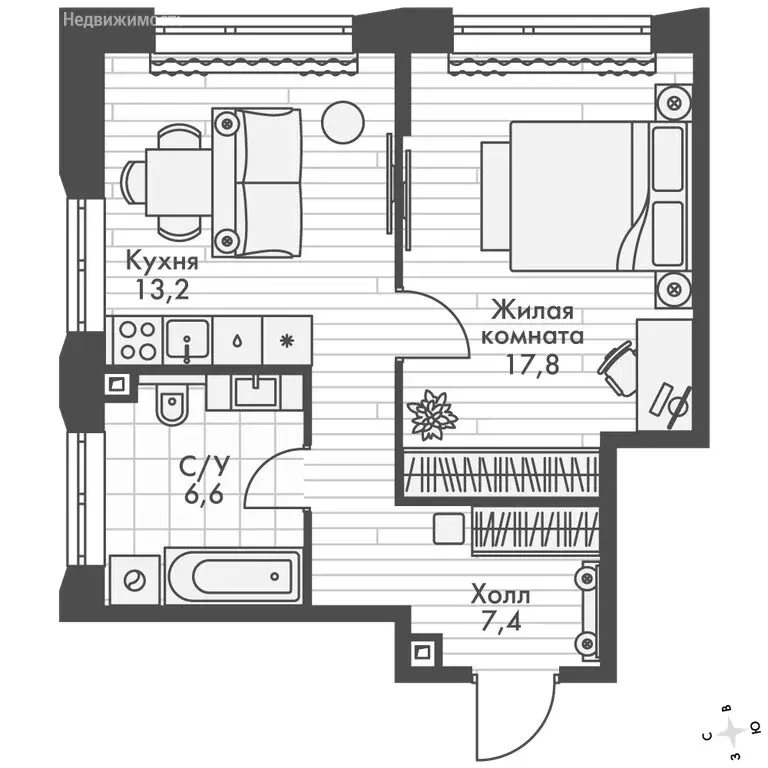 1-комнатная квартира: Нижний Новгород, историческая территория Старый ... - Фото 1