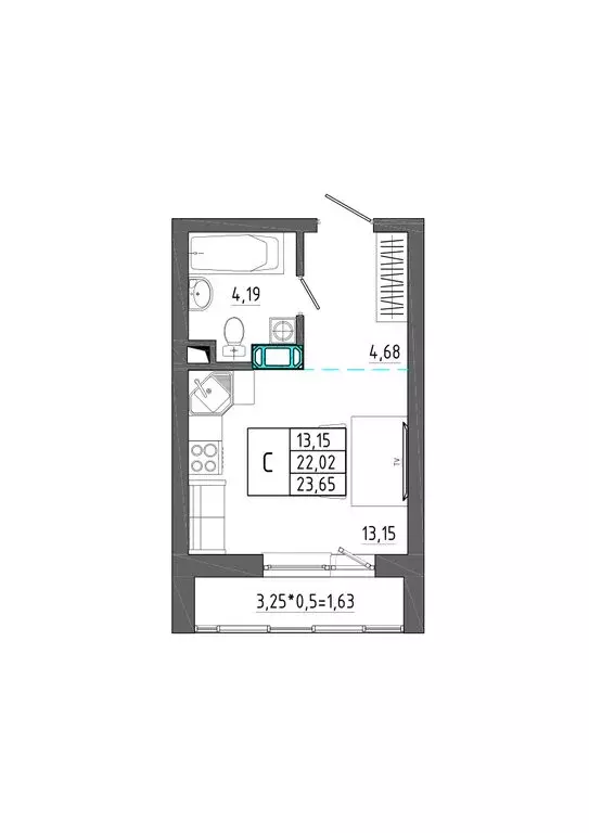 Квартира-студия: Воронеж, улица МОПРа (23.65 м) - Фото 0