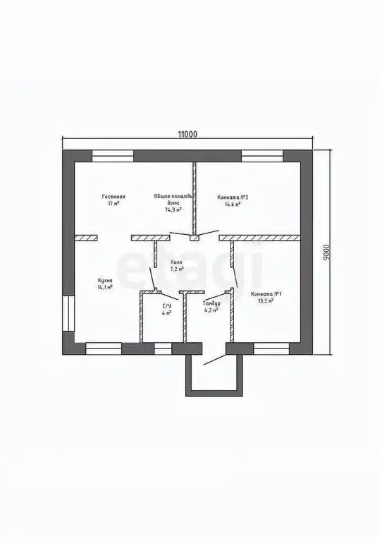 Дом в Татарстан, с. Верхний Услон ул. Дарьи Меньшиковой, 19 (78 м) - Фото 1