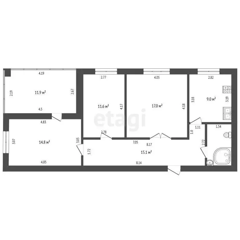 3-комнатная квартира: Стерлитамак, проспект Октября, 87 (71.3 м) - Фото 1
