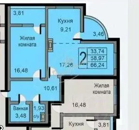 2-к кв. Калужская область, Калуга ул. Минская, 24 (66.24 м) - Фото 0