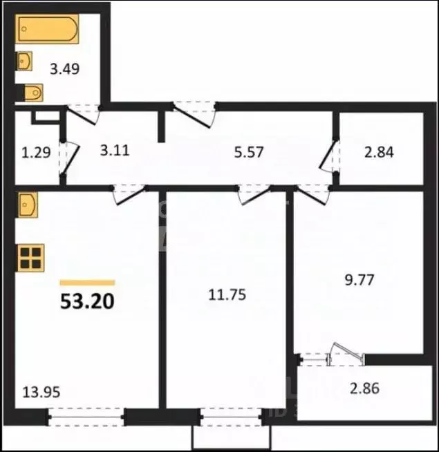 2-к кв. Челябинская область, Челябинск ул. Трубников, 69 (53.2 м) - Фото 2