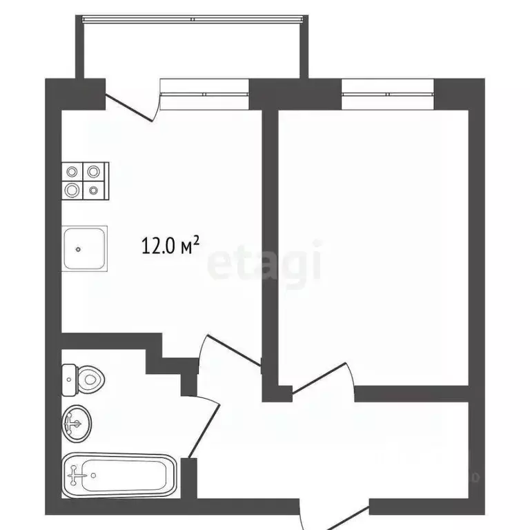 1-к кв. Тюменская область, Тюмень ул. Газопромысловая, 8 (38.0 м) - Фото 1