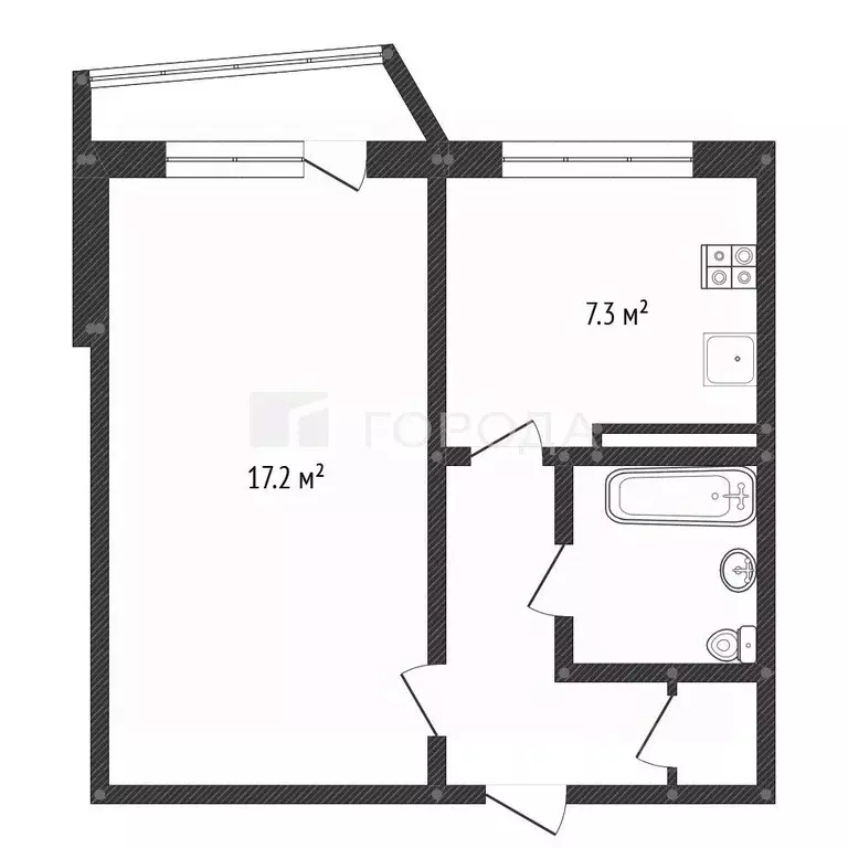 1-к кв. Алтайский край, Барнаул ул. Энтузиастов, 32 (34.3 м) - Фото 2