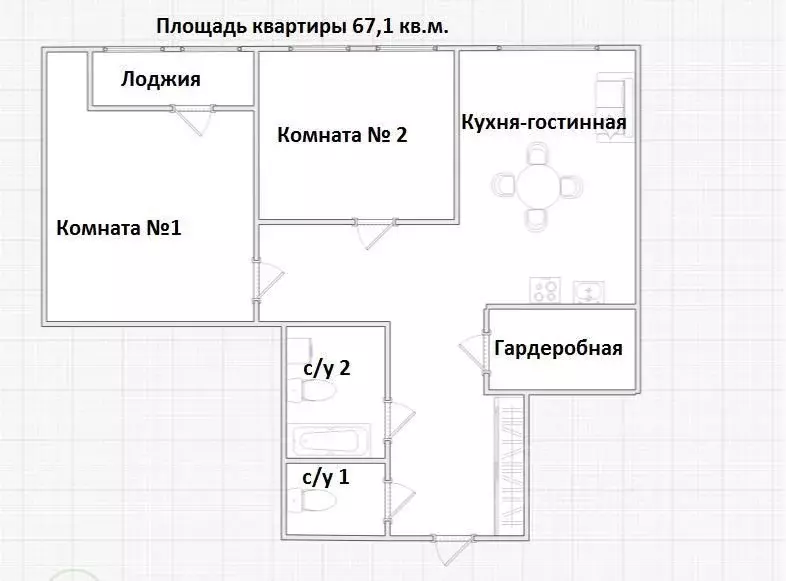 2-к кв. Московская область, Люберцы ул. Кирова, 11 (67.13 м) - Фото 1