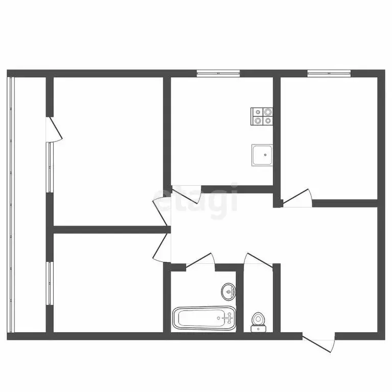 3-комнатная квартира: Тула, Рязанская улица, 23 (74.9 м) - Фото 1