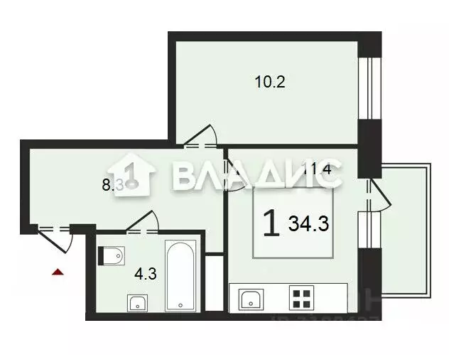 1-к кв. Воронежская область, Воронеж ул. Ломоносова, 83Д (34.6 м) - Фото 1
