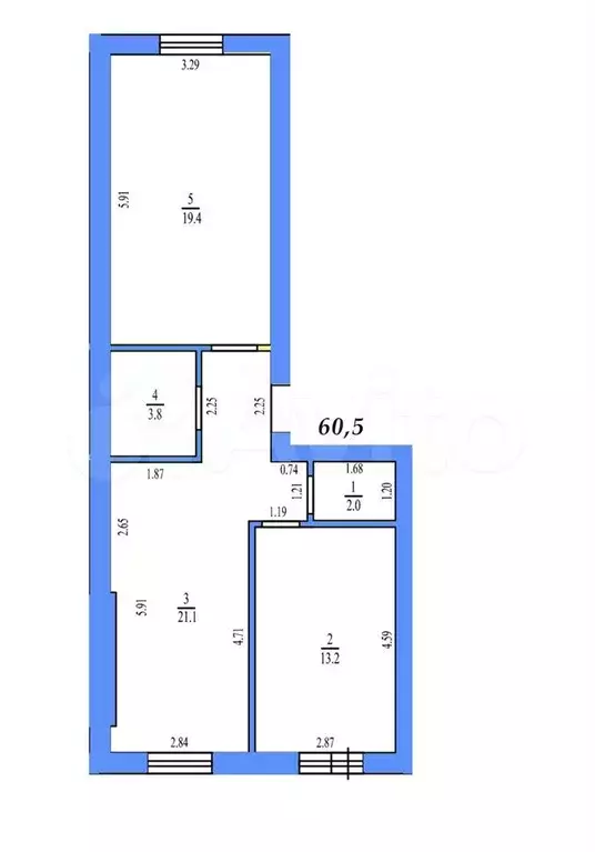 2-к. квартира, 54 м, 1/4 эт. - Фото 1