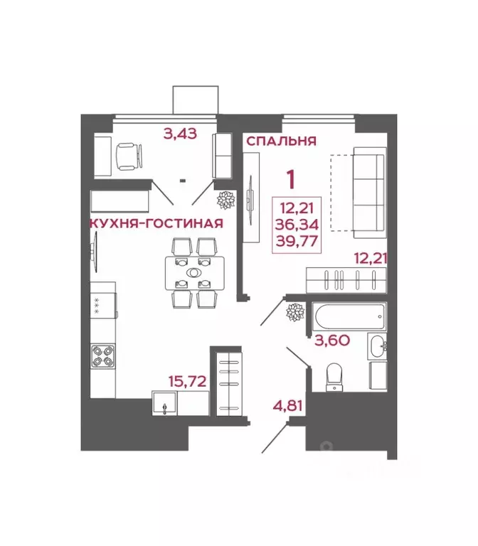 1-к кв. Пензенская область, Пенза Микрорайон Новобережье жилой ... - Фото 1