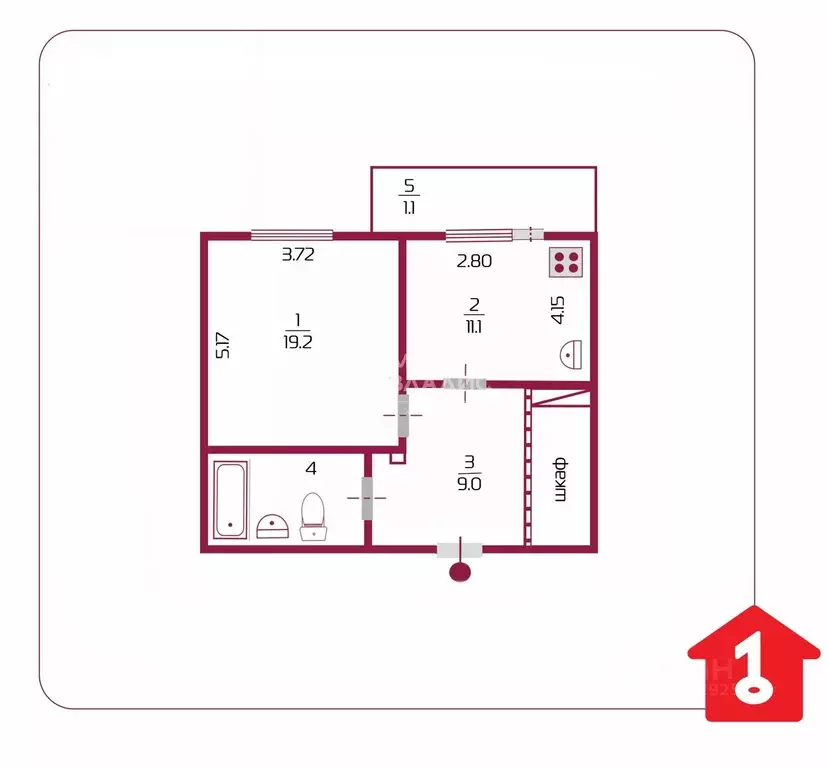 1-к кв. Омская область, Омск Звездная ул., 8 (44.3 м) - Фото 2