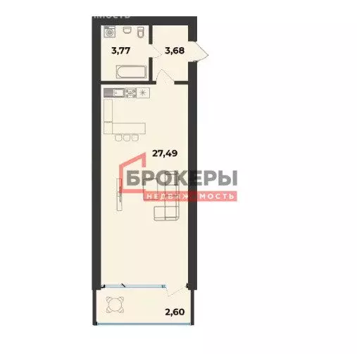 Квартира-студия: Севастополь, Парковая улица, 7 (29 м) - Фото 2