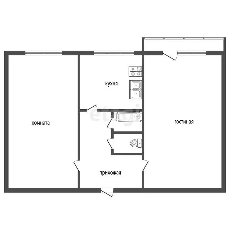 2-комнатная квартира: Троицк, улица Монтажников, 8 (40.9 м) - Фото 1