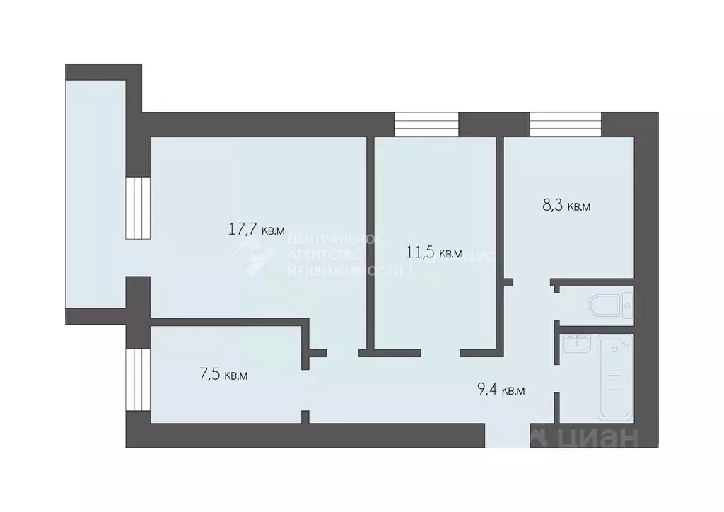3-к кв. Рязанская область, Рязань Колхозная ул., 14к1 (58.9 м) - Фото 1