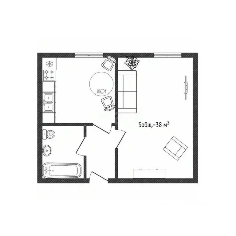 1-к кв. Брянская область, Брянск ул. Братьев Ткачевых, 9 (38.0 м) - Фото 1