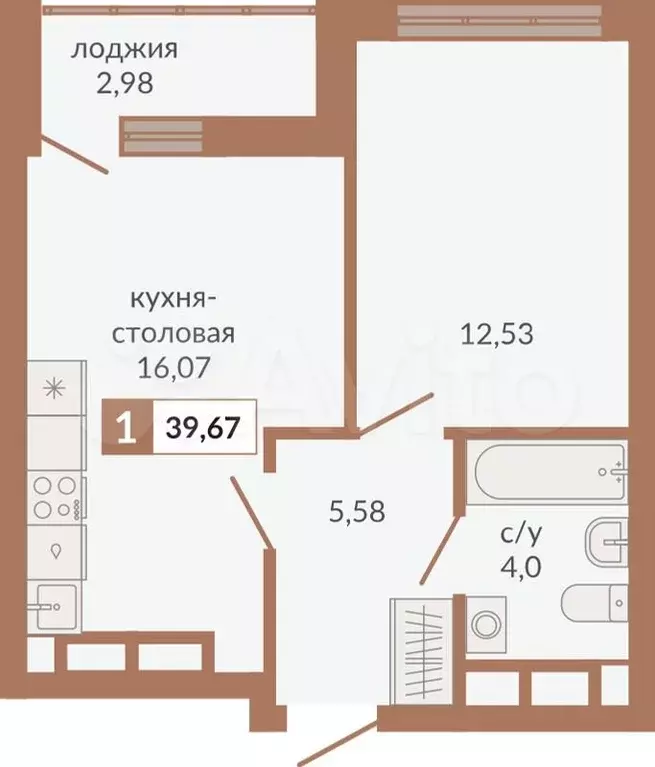 1-к. квартира, 39,7 м, 23/31 эт. - Фото 0