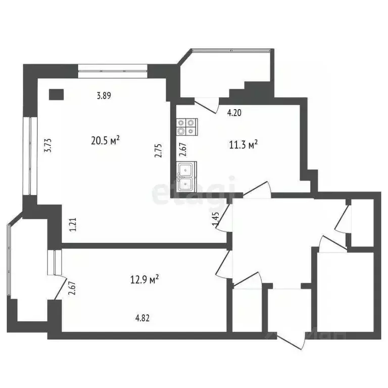 2-к кв. Ханты-Мансийский АО, Сургут просп. Ленина, 74 (62.5 м) - Фото 2