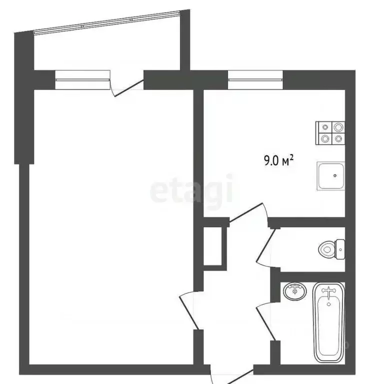 1-к кв. Тюменская область, Тюмень ул. Пермякова, 50 (33.5 м) - Фото 2