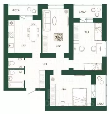 3-к кв. Самарская область, Волжский район, Смышляевка городское ... - Фото 1