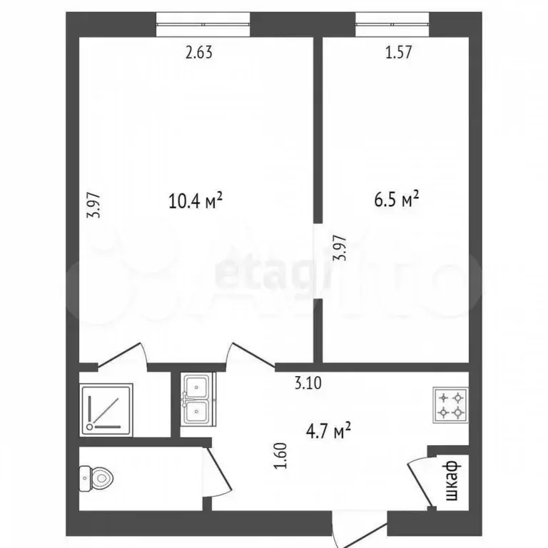 2-к. квартира, 45 м, 4/17 эт. - Фото 0