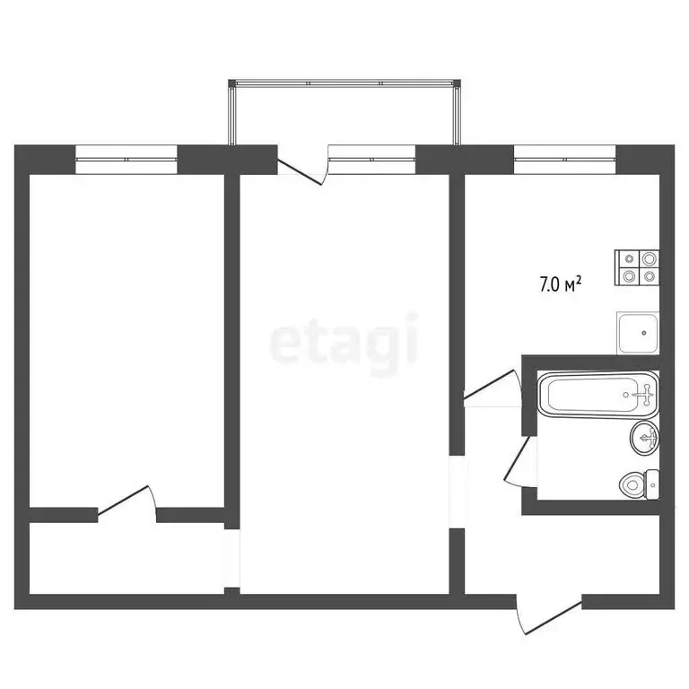 2-комнатная квартира: Серпухов, Российская улица, 14 (43.8 м) - Фото 1