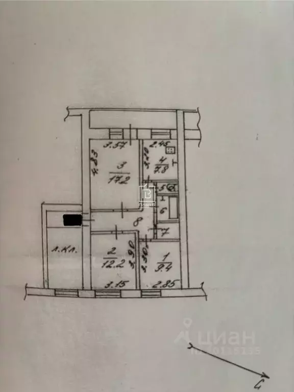 3-к кв. Калужская область, Калуга Карачевская ул., 23к1 (64.1 м) - Фото 2