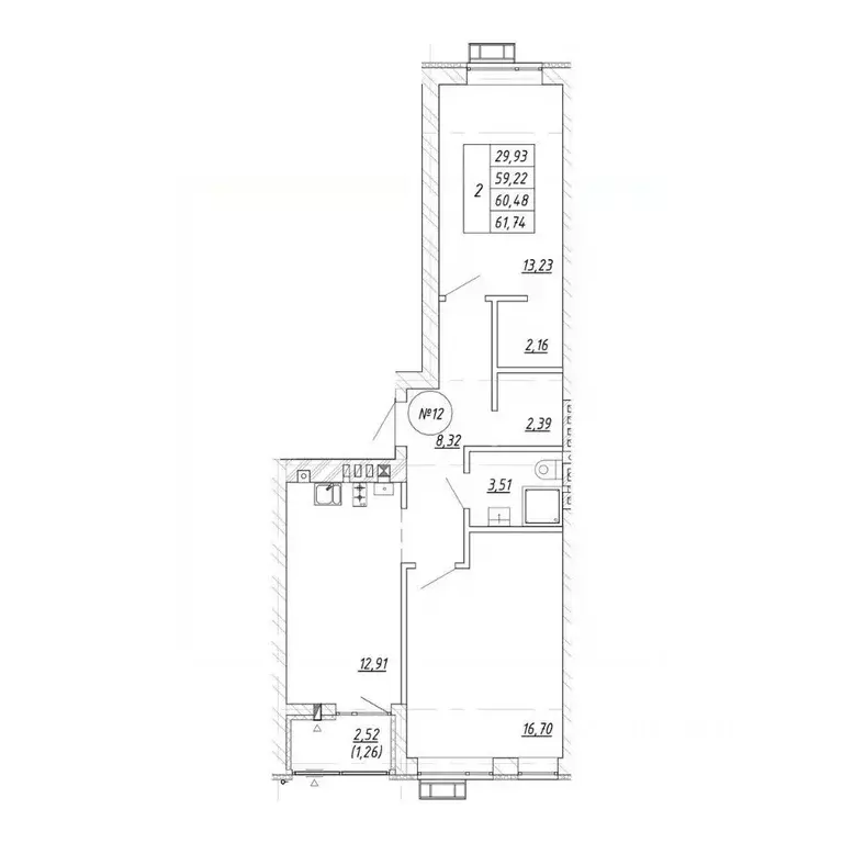 2-к кв. Калининградская область, Зеленоградск  (61.74 м) - Фото 1