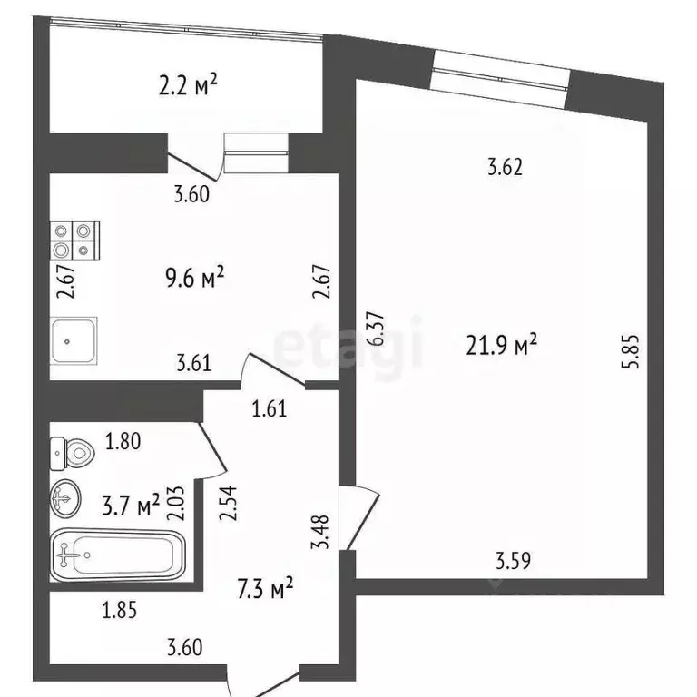 1-к кв. Мордовия, Саранск Московская ул., 62 (43.0 м) - Фото 2