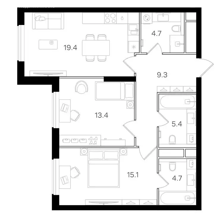 2-комнатная квартира: Москва, Щукинская улица, 3 (72 м) - Фото 1