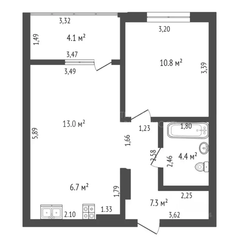 1-к кв. Тюменская область, Тюмень ул. Евгения Войнова, 7 (47.3 м) - Фото 1