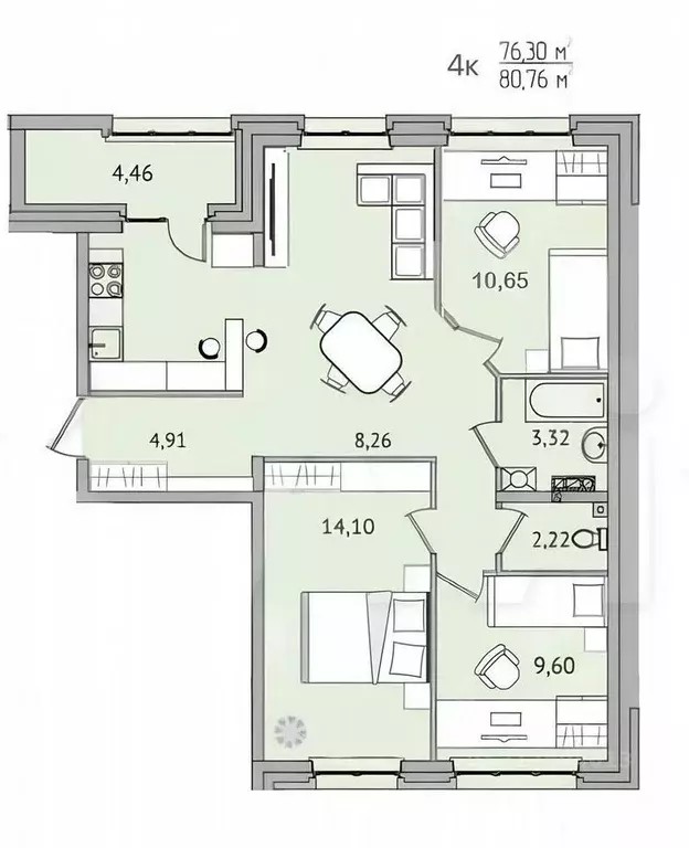 4-к кв. Иркутская область, Иркутск Байкальская ул., 422 (81.0 м) - Фото 1