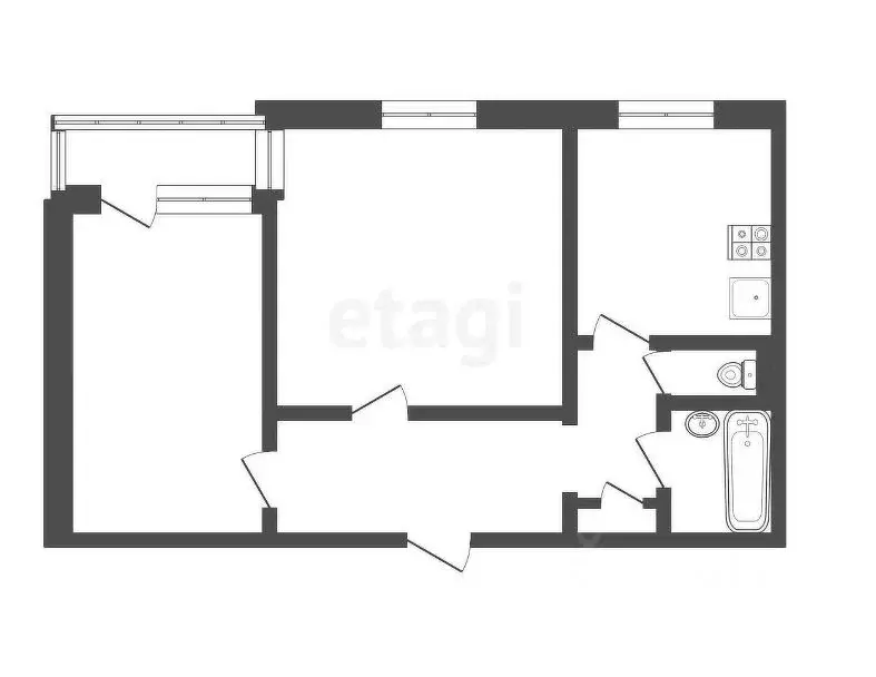 2-к кв. Кемеровская область, Новокузнецк ул. 40 лет Победы, 5 (56.0 м) - Фото 1