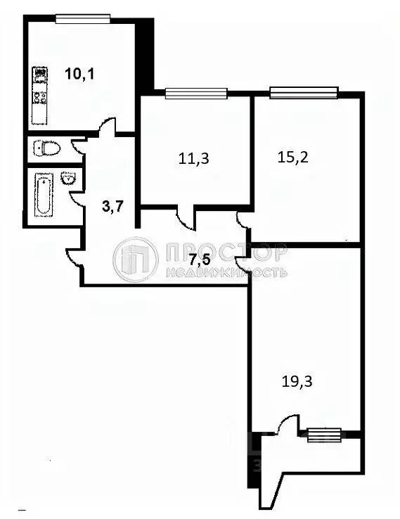 3-к кв. Москва Старокачаловская ул., 3К3 (46.0 м) - Фото 1
