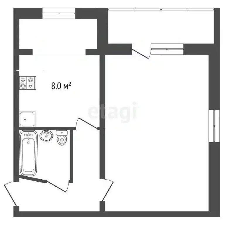 1-к кв. Ставропольский край, Пятигорск просп. Калинина (29.1 м) - Фото 1