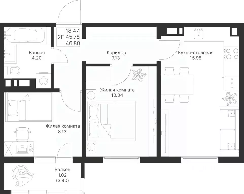 2-к кв. Татарстан, Лаишевский район, Столбищенское с/пос, с. Усады  ... - Фото 1