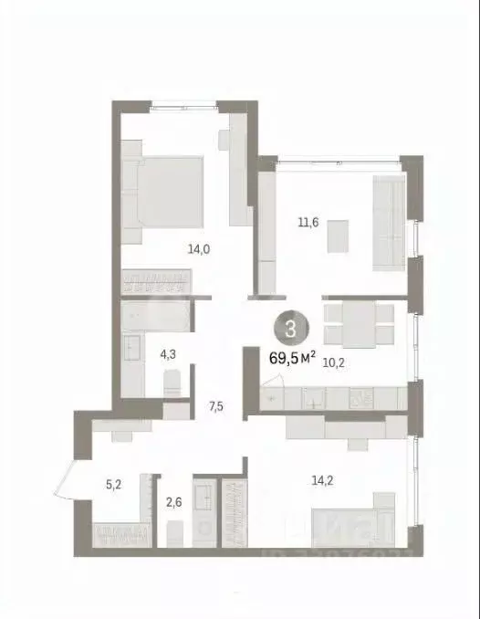 4-к кв. Пермский край, Пермь ул. Солдатова, 23 (54.7 м) - Фото 1