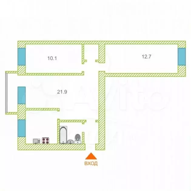 3-к. квартира, 57 м, 5/5 эт. - Фото 0