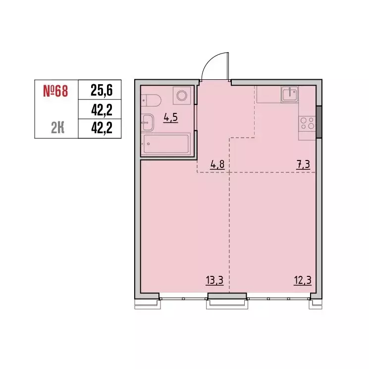 2-комнатная квартира: Маркова, квартал Стрижи, 16 (42.2 м) - Фото 1