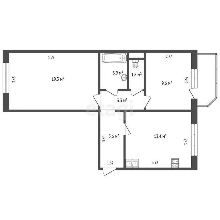 2-комнатная квартира: Тюмень, Широтная улица, 171к7 (56.9 м) - Фото 1