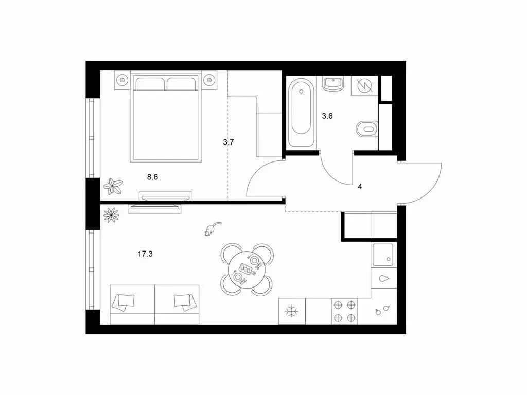 1-комнатная квартира: Москва, жилой комплекс Москворечье (37.2 м) - Фото 1