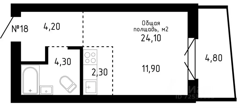 Студия Алтайский край, Барнаул ул. Никитина, 12 (24.1 м) - Фото 0